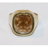 14 k Gelbgold Herrenring mir Rauchquarz, 6,7 gr., Gr. 62
