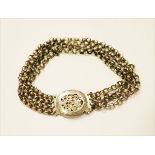 Silber Halscollier, 4-reihig, 12 Lot Silber, 19. Jahrhundert, 53,6 gr., L 32 cm