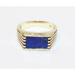 14 k Gelbgold Herrenring mit Lapislazuli, 5,95 gr., Gr. 64