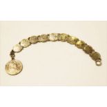 Silber Uhrketten-Anhänger aus 20 Reichspfennig und 2 Reichsmark, 25,8 gr., L 23 cm