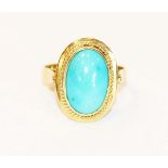 14 k Gelbgold Türkisring, 4,77 gr., Gr. 56