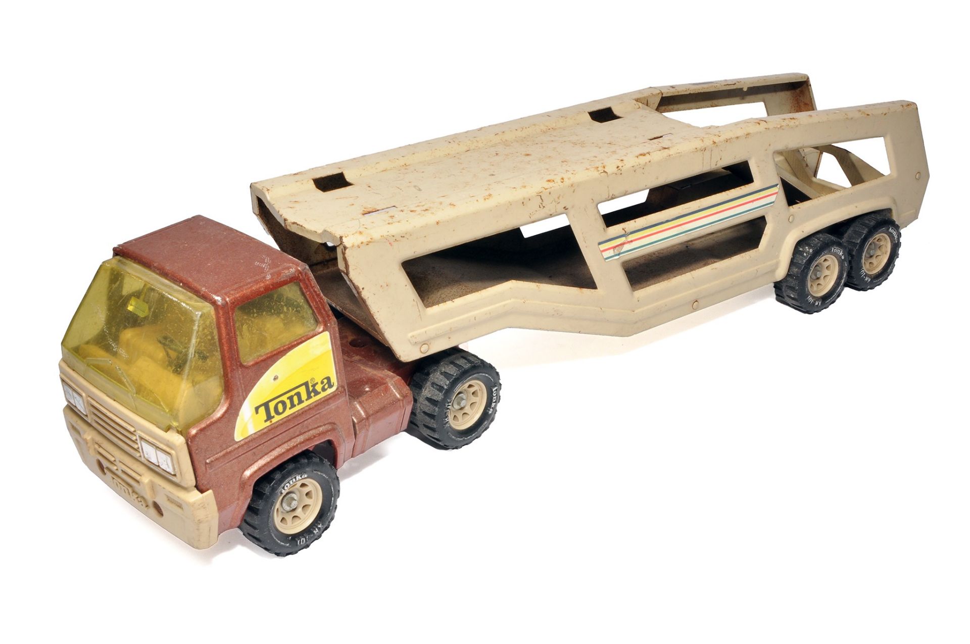 A vintage Tonka Car Transporter. With playwear.