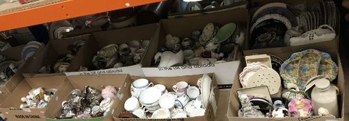 Eight boxes of assorted sundry decorative china wares to include plates, ornaments,