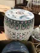Four boxes of assorted modern Chinese and other jardinieres, vases, etc.