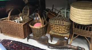 A quantity of assorted baskets and other decorative wares to include toy chairs, model chairs,