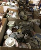 Eight boxes of assorted decorative china and glassware to include various decorative plates,