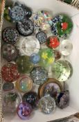 A box of 28 assorted millifiori and other paperweights (1 box) CONDITION REPORTS