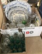 Two boxes of various glassware including