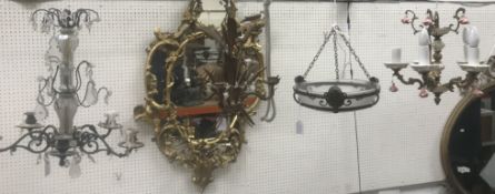 A circa 1900 frosted glass plafonnier in