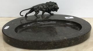 A 19th Century carved marble oval dish,