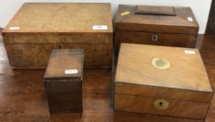 A 19th Century rosewood sarcophagus shaped tea caddy, 22.