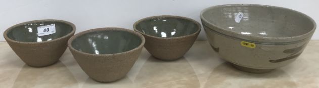 A St. Ives Pottery bowl in the style of Soji Hamada, raised on a circular foot, 21.