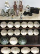 A collection of various china and glass wares including a Limoges dessert service for Maple & Co.