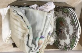 A box of assorted plated wares to include forks and spoons,