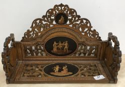 A 19th Century Sorrento ware adjustable book slide / trough with figure panel decoration of