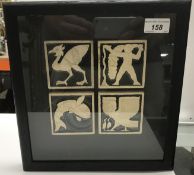 A framed and glazed set of four part gla