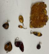 A collection of various amber to include