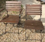 Two metal folding garden chairs