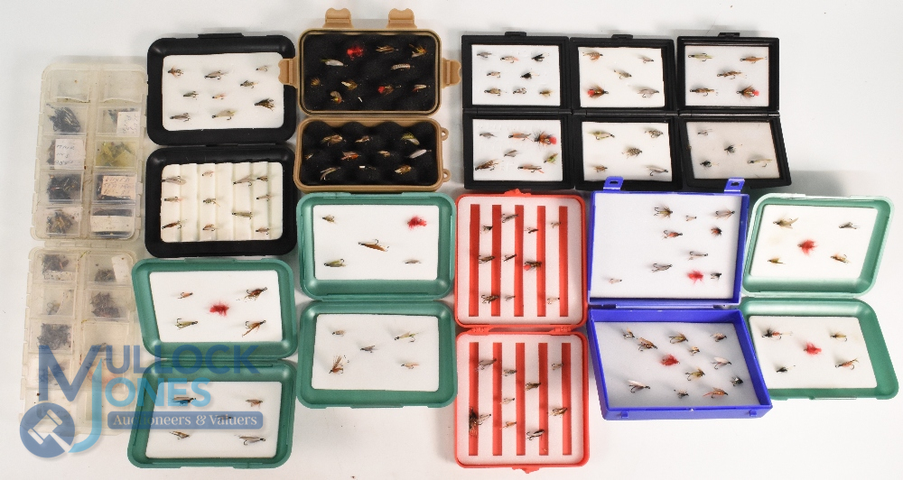 Collection of 11 plastic fly boxes, as follows: 3x Bonnard France 5" x 4" and quantity of unused