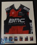 A framed Pearl Izumi BMC Switzerland Cycling Jersey signed by six team members