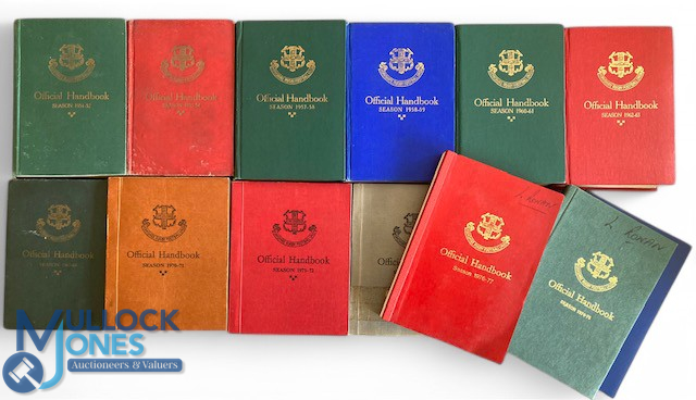 1950s-70s Yorkshire RFU Rugby Handbooks (13): Various colours, packed chunky hardbacked fonts of