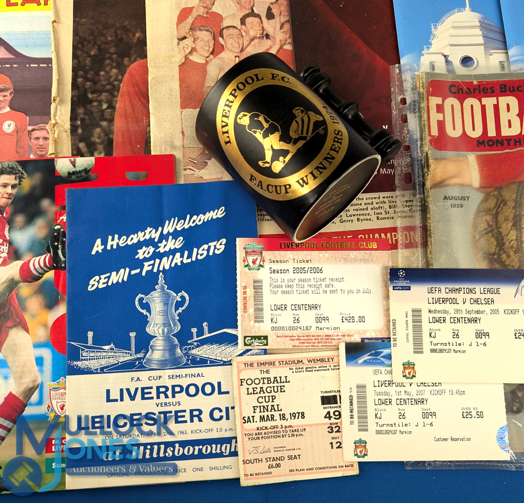 Liverpool Collectables, Newspapers, programmes, tickets, mug - with noted items of 1965 Wimberley - Image 2 of 2