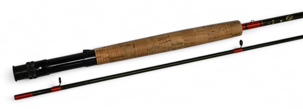 Sue Burgess Diamond Back carbon trout fly rod, 9ft 6" 2pc line 5/8#, double alloy uplocking reel