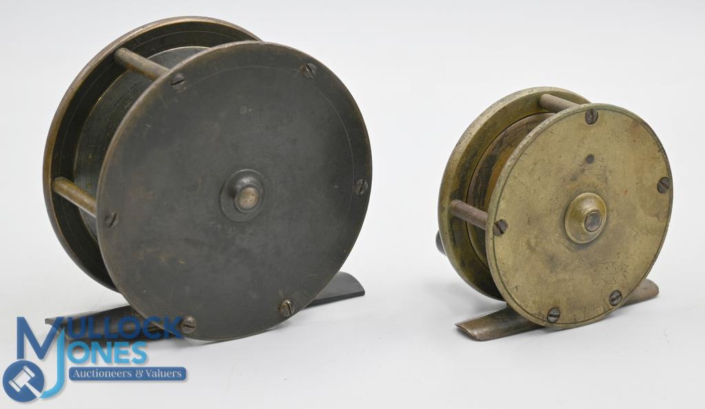 Turnbull, Princes Street, Edinburgh brass plate wind reel, 2 ½" spool, bone handle, constant - Image 2 of 2