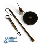 A collection of fishing accessories, as follows: Hardy combined 2 draw brass gaff and a priest,