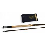 Hardy 9' 3", 2 piece Fibalite hollow glass fly rod, #10, orange whipped guides, plastic wrapped cork