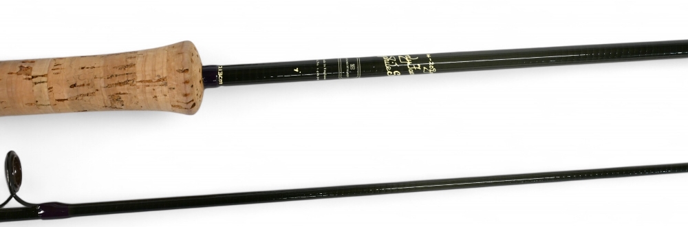 Scarce Hardy Favourite Graphite spinning rod, 7' 2 piece, purple whipped lined guides, cork handle - Image 2 of 3