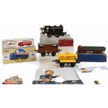 Selection of Vintage Toys to include O Guage Hornby Clockwork Loco with 2 Rolling stock, Corgi 97970