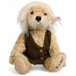 2016 Danbury Mint Einstein Teddy Bear fully jointed with his brown cardigan comes with letter from