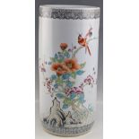 Chinese Famille Rose Ceramic Umbrella or Walking Stick Stand, 46cm tall - in good condition