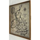 Large framed printed Mirror Map: Horses of the British Isles - size 57cm x 73cm. Collection only