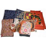 Collection of assorted Indian Tribal Fabric Throws, cushion covers, cap and small bag