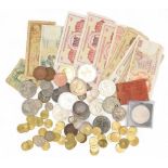 Selection of Coins to include Euro 10 cent coins, 1899 Victoria Half Crown, 1887 Six Pence has small