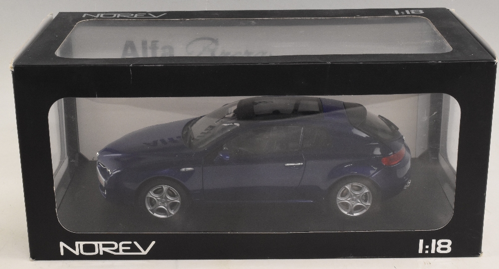 Norev Alfa Romeo Brera 1/18 Scale Miniature Car Y0953, Blue example in original display case with