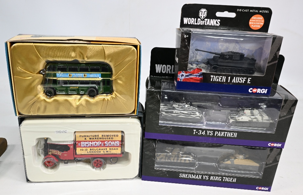 Selection of Diecast to include Corgi World of Tanks T-34 vs Panther, Sherman vs King Tiger, Tiger 1