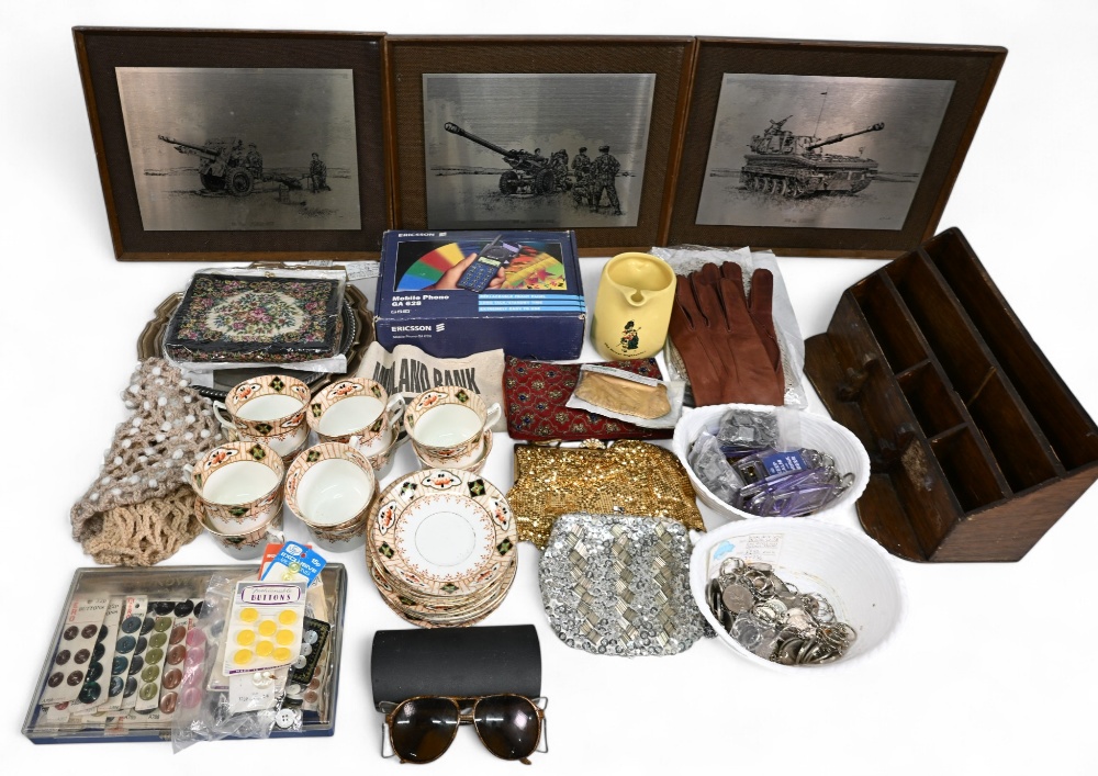 Large mixed lot of miscellaneous items Blow Lamps, Ladies Dress Bags, Quantity of Buttons, Edwardian