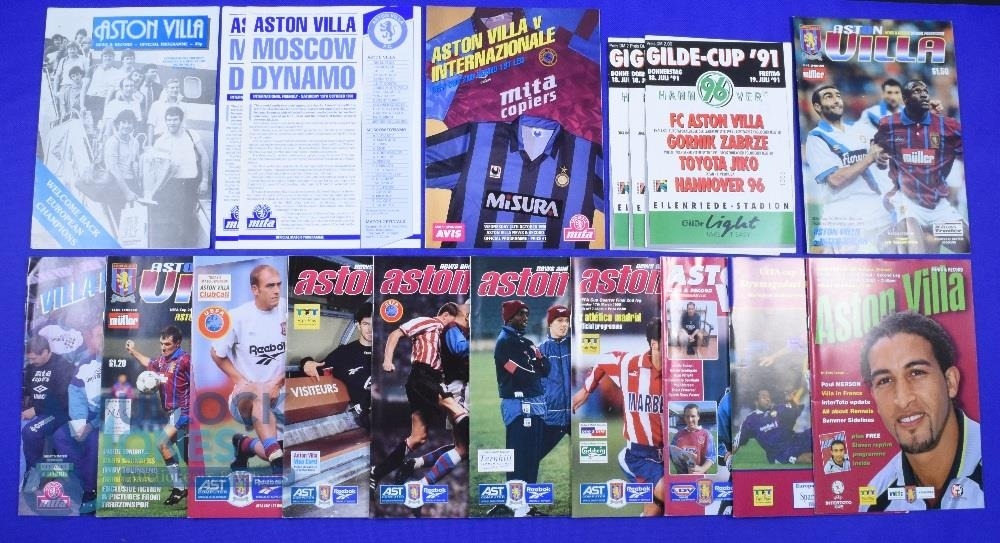 Aston Villa Football Club programmes - all against overseas teams including Gilde Cup 1991 x3,