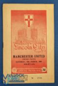 1954/55 Scarce friendly match programme Lincoln City v Manchester Utd at Sincil Bank 12 March