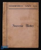 Rare 1930s Huddersfield Town souvenir blotter with team groups from 1908-09 through to 1932/33,