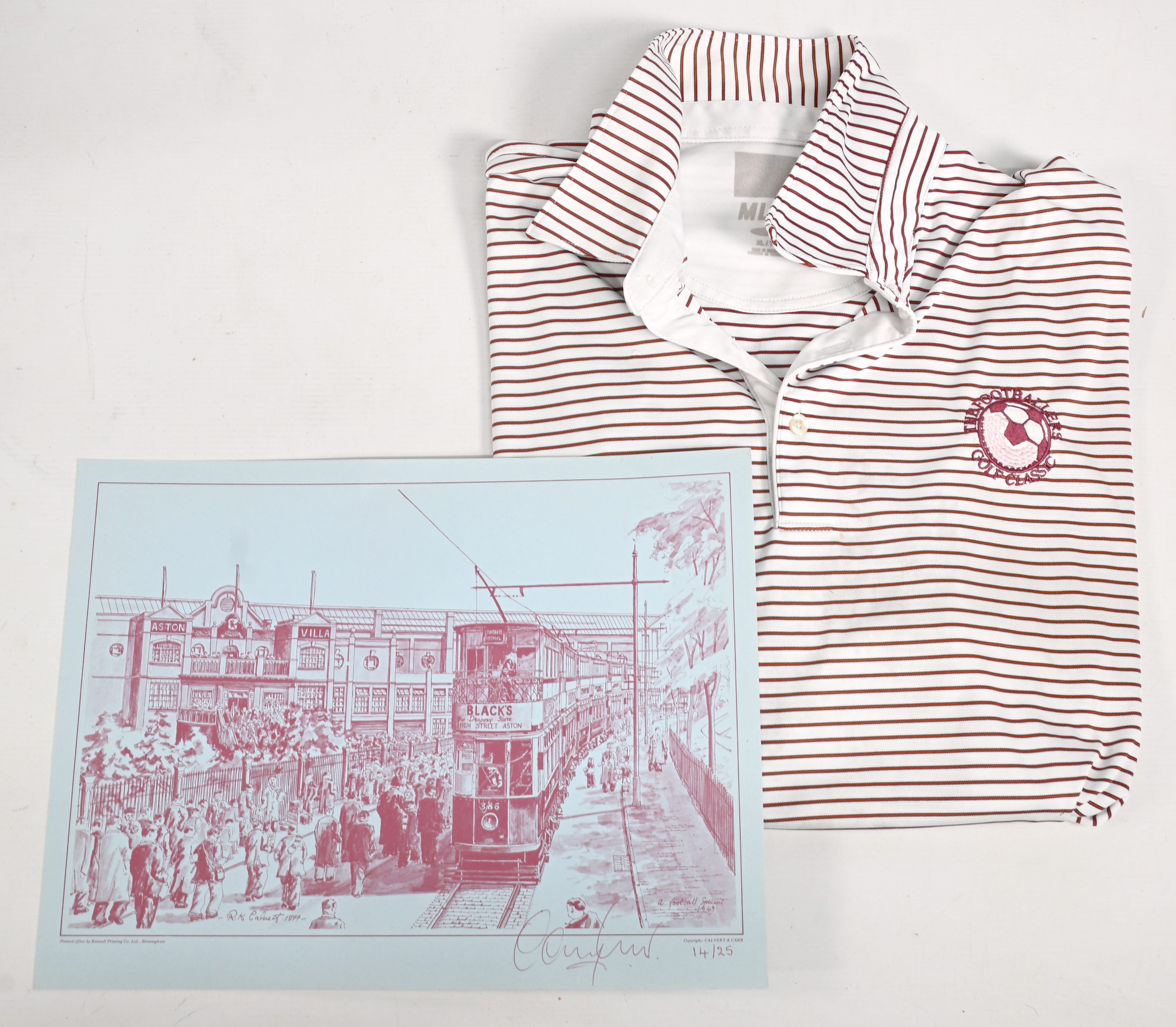 Footballer Gary Shaw Aston Villa Personal Trophies - signed print - Golf Shirt. Lot Consists of - Image 3 of 3