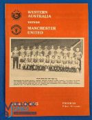 1975 Western Australia v Manchester Utd tour match programme 15 June 1975 in Perth, 14 pages;