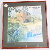 4x Water Wheel Mills - Fishing & Wildlife Prints Newnham Hill Worcestershire, Kingsbury Mill