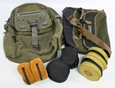 Fishing Reel Cases, two doubles cases one named Dragon tackle, a suede unbranded set and two good