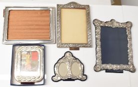 Selection of Hallmarked Silver Photo / Picture Frames 30 x 23cm Letter 'R' 1991, 27 x 19cm rubbed