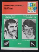 1976 in SA, S Africa v NZ 2nd Test Rugby Programme: At Bloemfontein, Leslie and Du Plessis cover