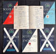1950s Scotland Home Multi-Signed Rugby Programmes (6): v Wales 1957 and 59; v France, England and
